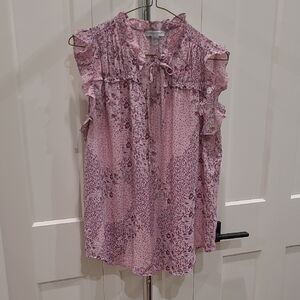 Carolina Belle Pink Floral Sleeveless Blouse